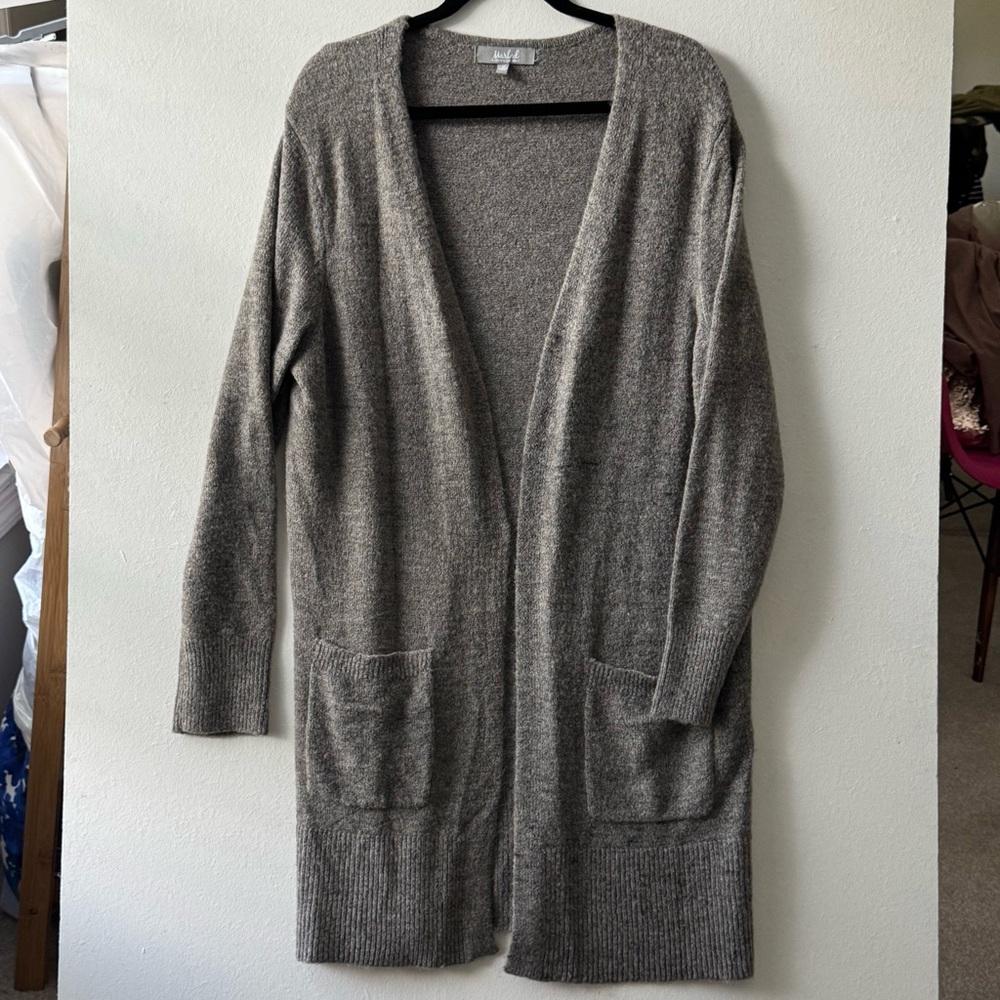 Marled Reunited Clothing Gray Women's Super Long Duster Sweater Cardigan Size M